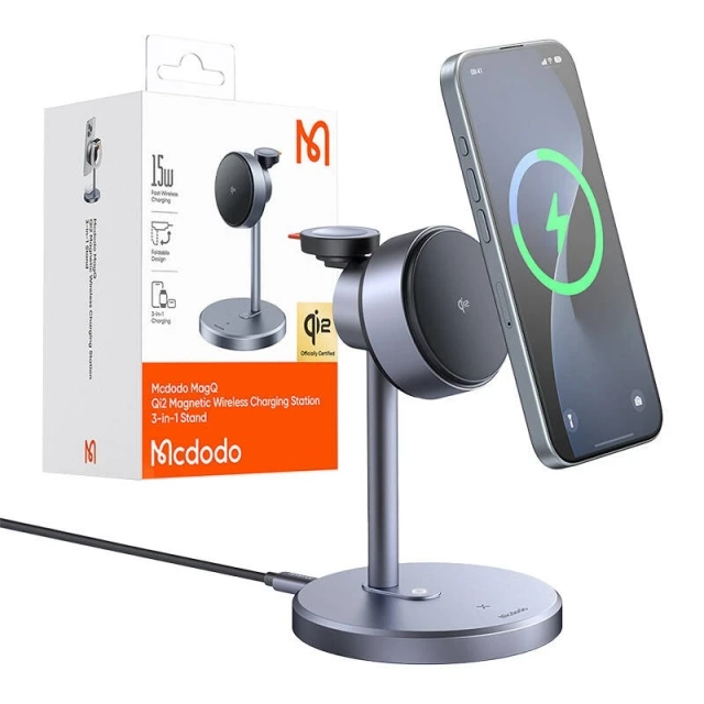 Bezdrôtová nabíjačka Mcdodo 3v1 15W Qi2 sieť 33W iPhone hodinky AirPods