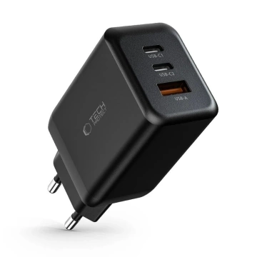 C65W 3-PORTOVÁ síťová nabíječka PD65W/QC3.0 2-USB-C porty 1 USB-A port Černá