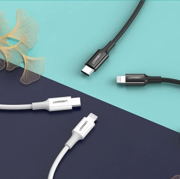 Uzelený kabel USB typu C - Lightning MFI 1m 3A 18W bílý (10493)