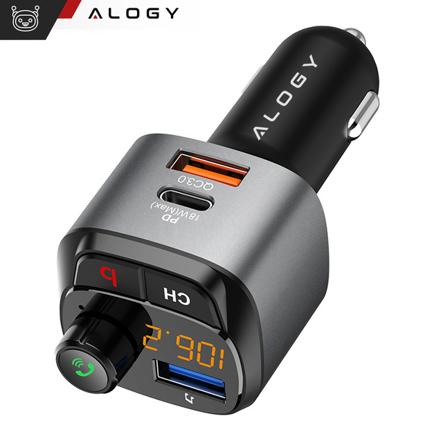 Alogy Car FM Transmitter USB QC 3.0 Charger USB-C PD Bluetooth MP3 Player