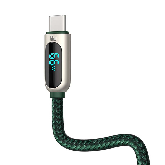 2m Baseus Display Fast Charging USB-A to USB-C 66W kábel, 2m display Green