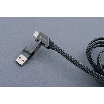 Kabel 4w1 Forcell USB-C USB-A Lightning 60W QC4.0 PD Laptop Nylon 1m