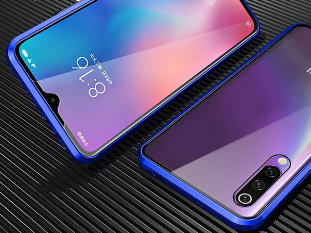 Etui magnetyczne szklane Dr.Fit dwustronne do Xiaomi Mi 9 Niebieskie