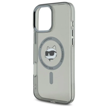 Karl Lagerfeld iPhone 16 Pro Max 6.9" Case Black MagSafe Hardcase IML Metal Choupette Head