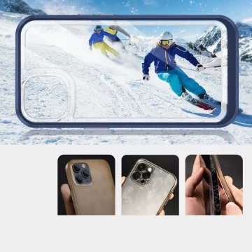 Průhledné pouzdro 3v1 pro iPhone 13 s modrým rámečkem gelový kryt