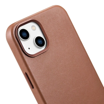 Kožený kryt iCarer Case pro iPhone 14 Plus Hnědý (kompatibilní s MagSafe)