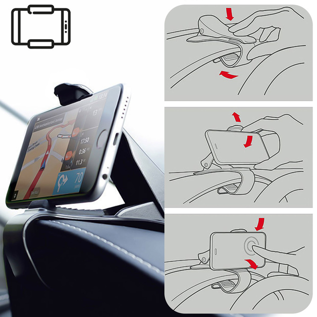 Držák do auta s klipem na klip na palubní desku černý