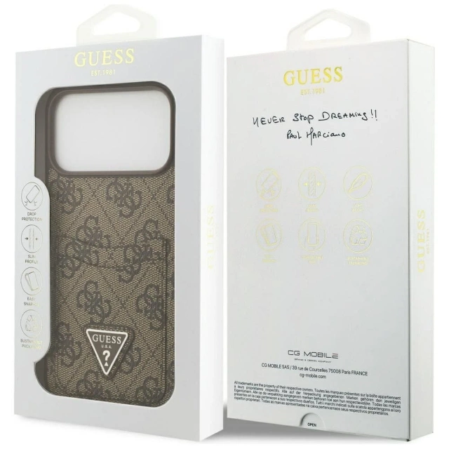 Etui Guess do iPhone 17 Pro Max 4G Double Card Triangle Gold