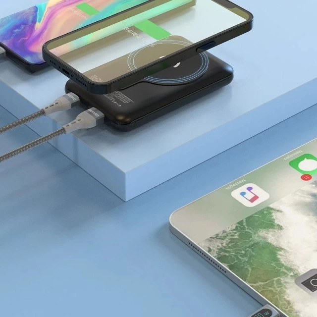 Dudao TGK1 power banka s bezdrôtovou nabíjačkou 15W 10000mAh tmavomodrá (TGK1-tmavomodrá)