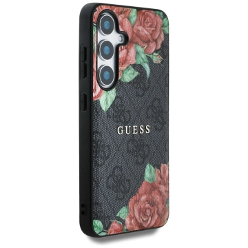 Etui Guess 4G Flowers Print MagSafe do Samsung Galaxy S25 Czarny