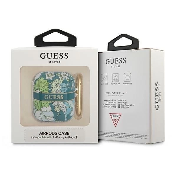 Guess GUA2HHFLN kryt AirPods zielony/green Flower Strap Collection
