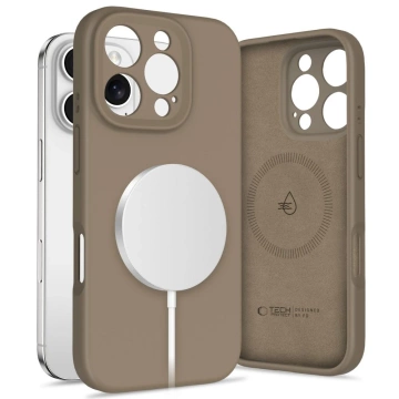 Tekutý silikónový obal Etui Tech-Protect MagSafe pre iPhone 16 Pro Max, hnedý