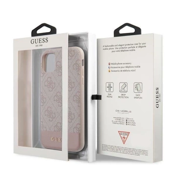Etui Guess GUHCN61G4GLPI na iPhone 11 6,1" / Xr pevný obal 4G Stripe Collection