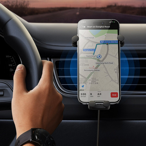 Гравітаційний тримач телефону Baseus з індуктивним зарядним пристроєм 15 Вт (чорний)