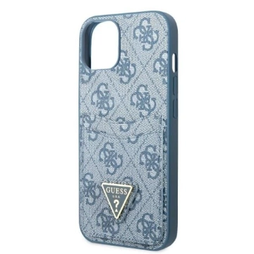 Obal na telefón Guess do iPhone 13 mini 5,4" niebieski/modrý pevný obal 4G slot na karty s logom trojuholníka
