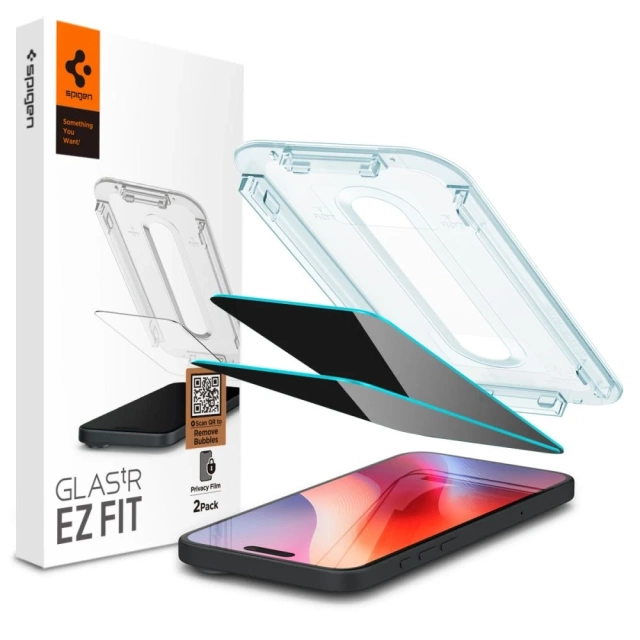 Spigen Glas.Tr "Ez Fit" Privacy Glass 2-Pack for Iphone 16 Pro Max Privacy