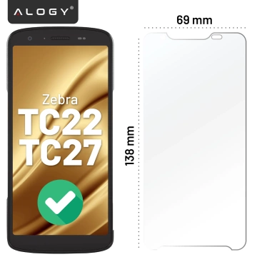 Nerozbitné hybridné sklo 9H pre Zebra TC22/TC27, úplne ploché, flexibilné a odolné, Alogy FlexiGlass™ Full – priehľadné