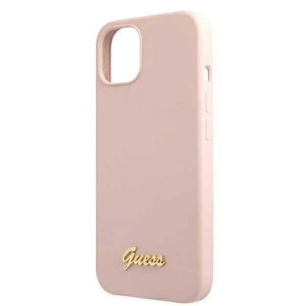 Guess GUHMP13MLSLMGLP iPhone 13 6,1" clearróżowy/світло-рожевий твердий чохол Silicone Script Gold Logo Magsafe