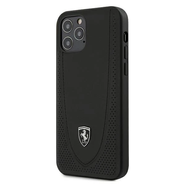 Sada na telefon Ferrari iPhone 12/12 Pro 6,1" černý/černý pevný obal Off Track Perforated