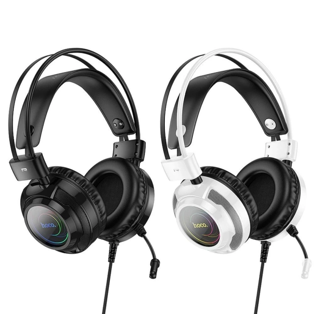 Herné slúchadlá Hoco W110 RGB USB Jack 3,5 mm biele