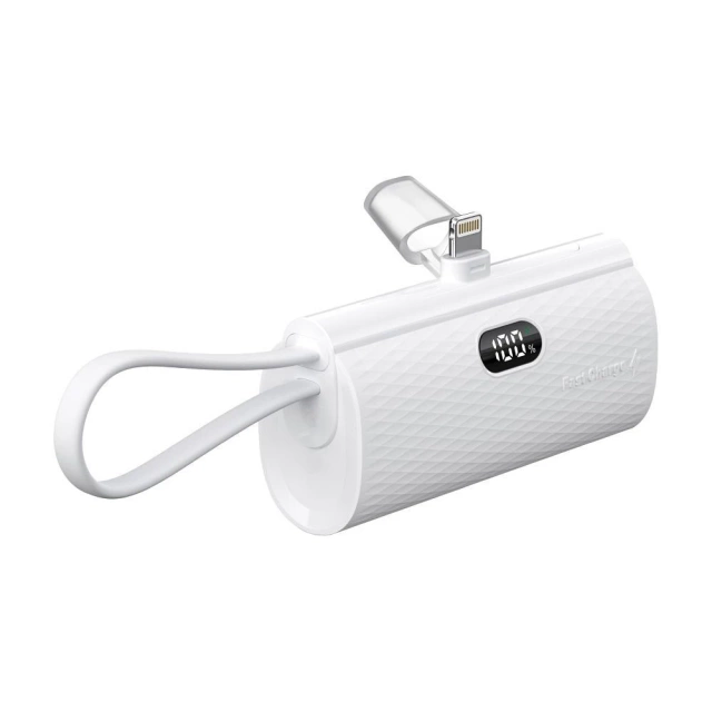 FORCELL F-ENERGY Power Plug F5K3 Powerbank with Built-in Lightning PD Connector 20W 5000mAh White