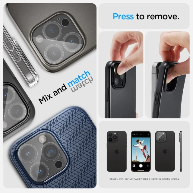 2 x Spigen Optik.TR "Ez Fit" chránič fotoaparátu pro iPhone 14 Pro / Pro Max / 15 Pro / Pro Max Crystal Clear