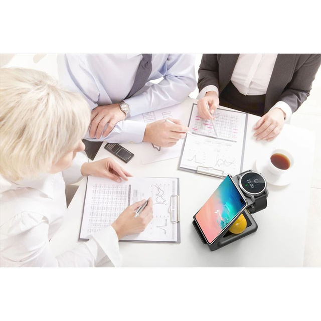 A7 3in1 Wireless Charger Schwarzes Dockingstation-Ladegerät