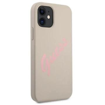 Guess GUHCP12SLSVSGP iPhone 12 mini 5,4" sivý ružový / šedoružový pevný obal Silicone Vintage