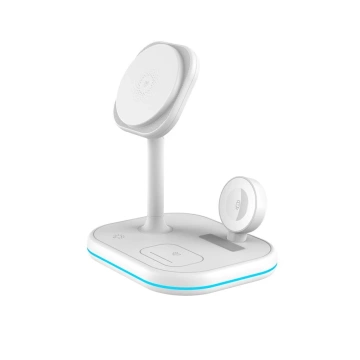 QI15W-A27 3V1 magnetická bezdrátová nabíječka MagSafe pro iPhone/AirPods/Watch bílá
