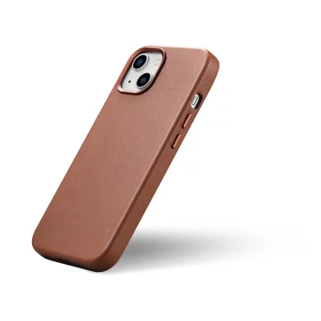 iCarer Case Lederhülle für iPhone 14 Plus braun (kompatibel mit MagSafe)