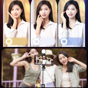 Selfie-Stick Handyhalter Stativring LED-Stativ mit Bluetooth-Fernbedienung Schwarz