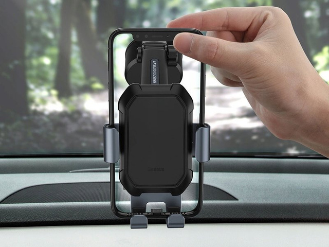 Baseus Tank gravitational phone holder for the glass board Black