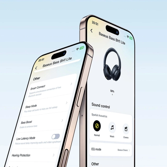 Słuchawki Baseus Bass BH1 Lite bezprzewodowe nauszne Bluetooth 6.0 – czarne