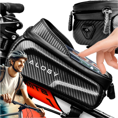Puzdro na cyklistickú tašku na telefón 6,7 palcová taška držiak rámu na bicykel priestranný 2l vodeodolný Black Alogy