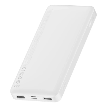 Повербанк з дисплеєм Baseus Bipow 10000mAh 15W білий (Overseas Edition) USB-A - Micro USB кабель 0,25 м білий (PPBD050002)