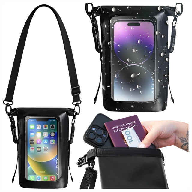 Beutel Wasserdichte Handyhülle Große Tasche Hülle Wasserdicht Alogy Wasserdicht Schwarz