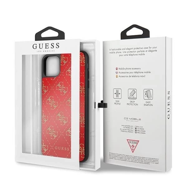 Guess GUHCN654GGPRE iPhone 11 Pro Max czerwony/red Hard Case 4G Double Layer Glitter