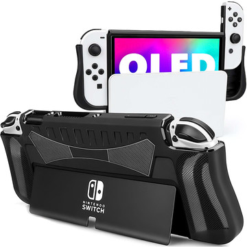 Pouzdro pro Nintendo Switch OLED pouzdro kryt pouzdra zesílený grip Alogy Black Glass