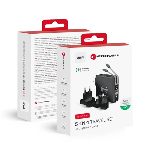 Бездротовий зарядний пристрій POWERBANK Forcell 5in1 10000mAh PD QC