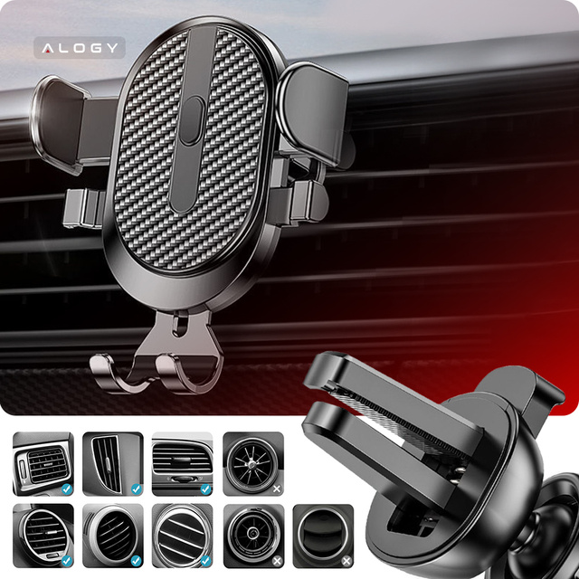 Alogy Autohalterung für 6,5-Zoll-Telefon, Schwerkraft, für Windschutzscheibe, Armaturenbrett Easy One Touch Black