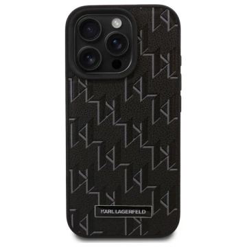 Чохол Karl Lagerfeld для iPhone 16 Pro Max 6.9" MagSafe Hardcase Black Leather Monogram Metal Logo