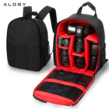 Waterproof backpack Alogy bag for camera photographic equipment and accessories capacious Black and red