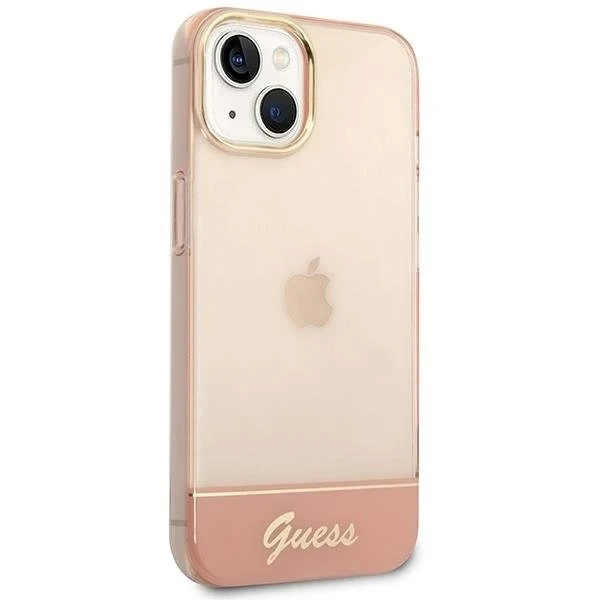 Pouzdro Guess GUHCP14MHGCOP pro Apple iPhone 14 Plus 6,7" růžové/růžové pevné pouzdro Průhledné
