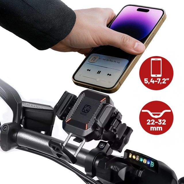 Držák telefonu na řídítka motocyklu KEWIG M33-C1 s protiskluzovým systémem pro motorku, čtyřkolku, skútr, černý