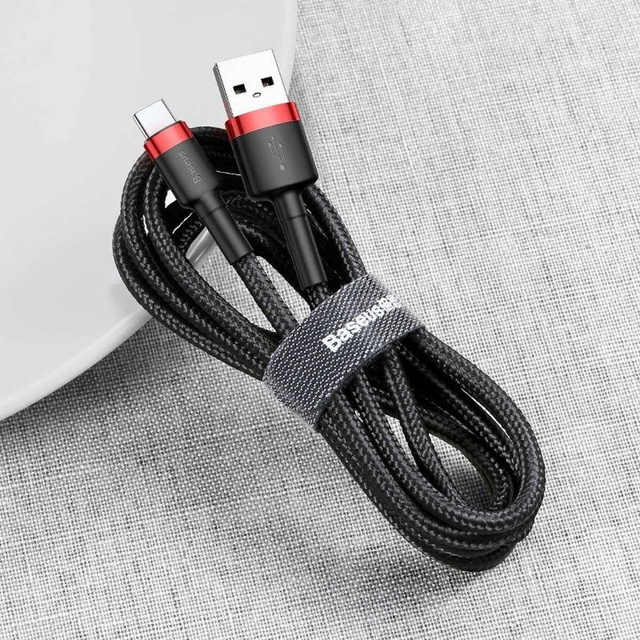 Чорно-червоний кабель Baseus Cafule USB-C Type C 2A довжиною 3 м