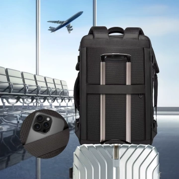 Водонепроникний рюкзак Bange для ноутбука 15.6", city traveler, 45х30х16 см, для роботи, літака, чоловічий, жіночий, з USB портом Чорний