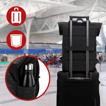 Водонепроникний рюкзак Bange для ноутбука 15.6", city traveler, 45х30х16 см, для роботи, літака, чоловічий, жіночий, з USB портом Чорний