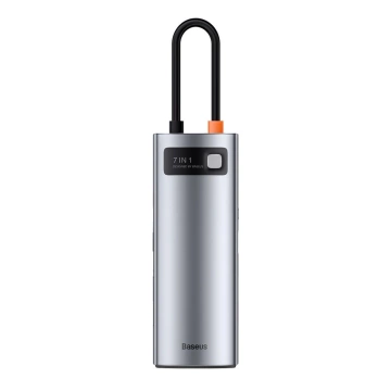 Baseus Metal Gleam Series multifunkční USB HUB 7v1 Type C HDMI TF PD čtečka karet šedá (WKWG020113)