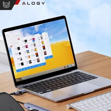 Розгалужувач HUB Alogy Adapter для ноутбука з USB-C на 3x USB-A 2.0 1x USB-A 3.0 сірий