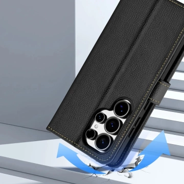 Kožený kryt Dux Ducis Lava pro Samsung Galaxy S25 Ultra, černý